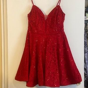 Speechless Red Lace Homecoming Dress
